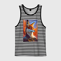 Майка мужская хлопок Fox fashionista - ai art fantasy, цвет: черная тельняшка