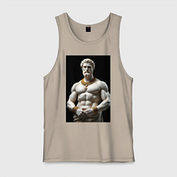 Майка мужская хлопок Античный герой с цепочкой, цвет: миндальный