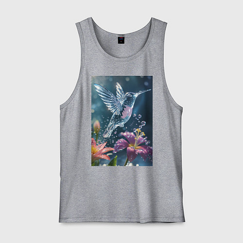 Мужская майка Колибри у цветка / Меланж – фото 1