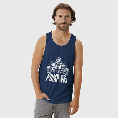 Мужская майка Арнольд Шварценеггер - качалка / Тёмно-синий – фото 3