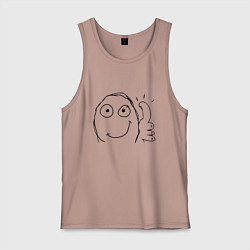 Майка мужская хлопок Палец вверх мем, цвет: пыльно-розовый