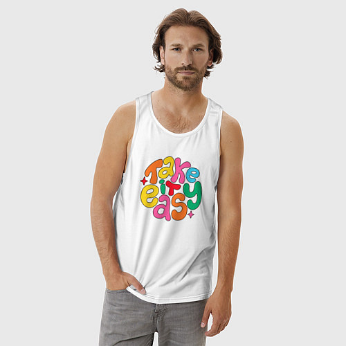 Мужская майка Будь проще / Белый – фото 3