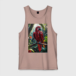 Майка мужская хлопок Попугай из драгоценных камней, цвет: пыльно-розовый