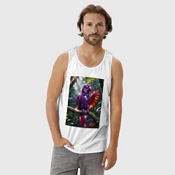 Майка мужская хлопок Попугай из драгоценных камней, цвет: белый — фото 2