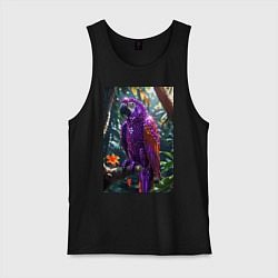 Майка мужская хлопок Попугай из драгоценных камней, цвет: черный