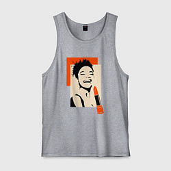 Майка мужская хлопок Девушка с помадой в стиле поп-арт, цвет: меланж