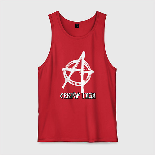 Мужская майка Сектор газа анархия белый логотип / Красный – фото 1