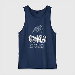 Майка мужская хлопок Сектор газа подпись Юрия Хоя, цвет: тёмно-синий