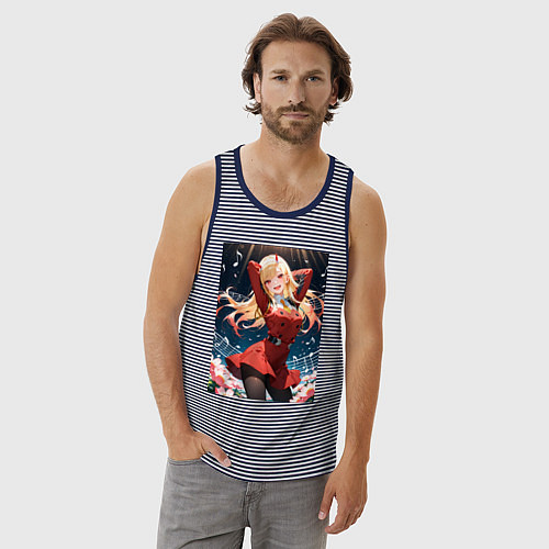 Мужская майка Марин Китагава косплей 002 Darling in the Franxx / Синяя тельняшка – фото 3
