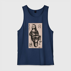 Майка мужская хлопок Мона Лиза у стоматолога, цвет: тёмно-синий