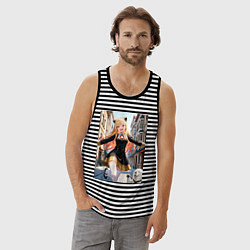 Майка мужская хлопок Марин Китагава косплей Ани Форджер, цвет: черная тельняшка — фото 2