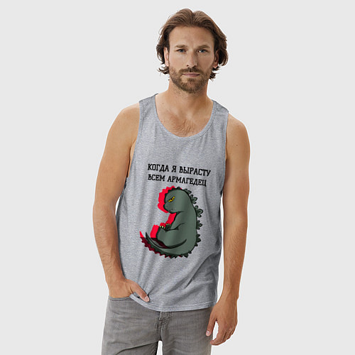 Мужская майка Когда я вырасту годзилла / Меланж – фото 3
