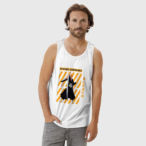 Мужская майка Блич Kurosaki Ichigo меч / Белый – фото 3