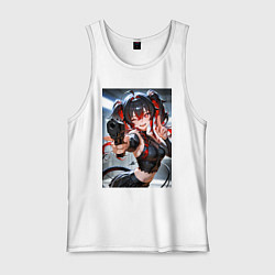 Майка мужская хлопок Девушка-демон с пистолетом, цвет: белый