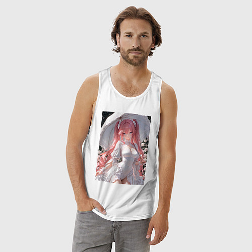 Мужская майка Принцесса сидит под зонтиком / Белый – фото 3