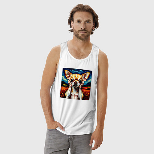 Мужская майка Крик Чихуахуа в шоке / Белый – фото 3