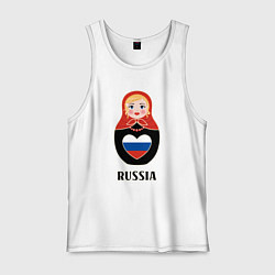 Мужская майка Матрёшка с триколором в сердце