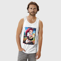 Майка мужская хлопок Джесси и Мяут на пикнике, цвет: белый — фото 2