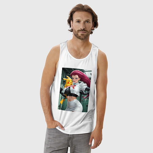 Мужская майка Джесси и Пикачу / Белый – фото 3