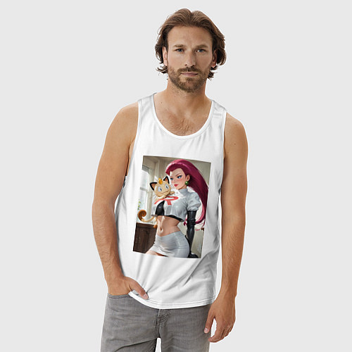 Мужская майка Джесси и Мяут - команда Р: Покемоны / Белый – фото 3