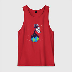 Майка мужская хлопок Звёздная планета, цвет: красный