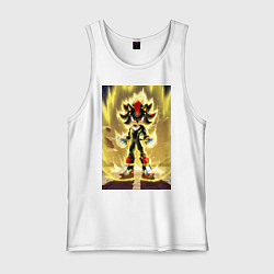 Майка мужская хлопок Шэдоу охвачен аурой силы, цвет: белый