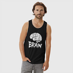 Майка мужская хлопок Brain, цвет: черный — фото 2