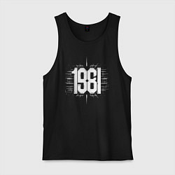 Майка мужская хлопок 1981 год линии, цвет: черный