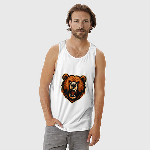 Мужская майка Рычащий медведь / Белый – фото 3