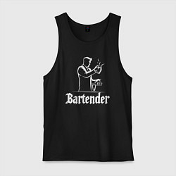 Майка мужская хлопок Бармен готовит коктейль, цвет: черный