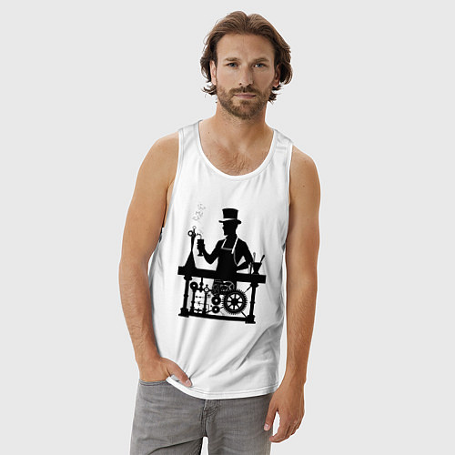 Мужская майка Бармен стимпанк / Белый – фото 3