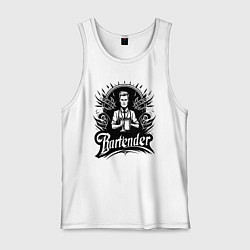 Майка мужская хлопок Бармен орнамент, цвет: белый