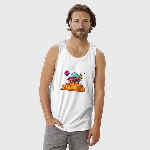 Мужская майка Инопланетянин на луне / Белый – фото 3