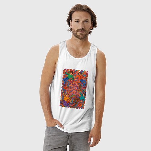 Мужская майка Astro психоделический рисунок / Белый – фото 3