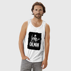 Майка мужская хлопок Нефтяник с буровой установкой, цвет: белый — фото 2