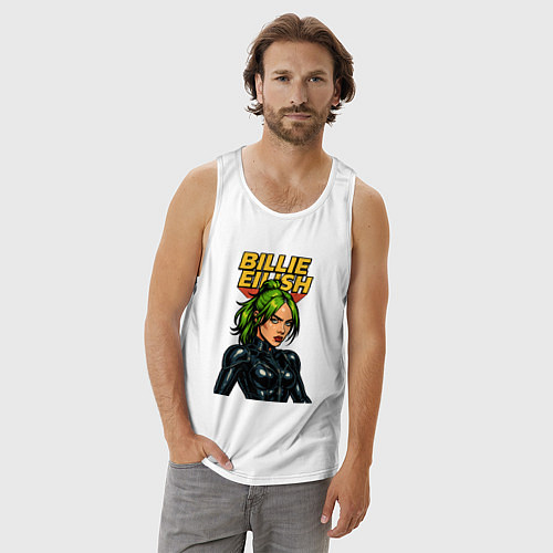 Мужская майка Билли Айлиш в стиле комикса / Белый – фото 3