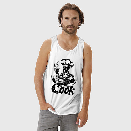 Мужская майка Повар готовит блюдо / Белый – фото 3