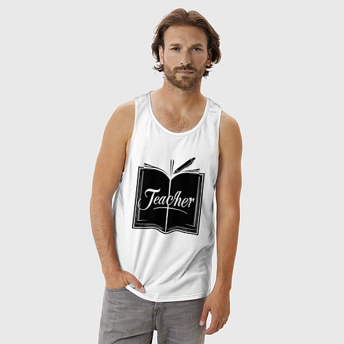 Мужская майка Учитель книга и ручкой / Белый – фото 3