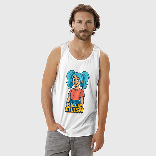 Мужская майка Билли Айлиш мультяшка / Белый – фото 3
