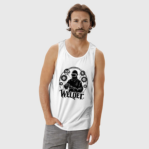 Мужская майка Сварщик стимпанк / Белый – фото 3