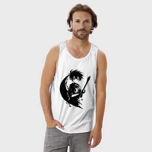 Мужская майка Художник с кистью аниме / Белый – фото 3