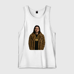 Майка мужская хлопок Bones в шубе, цвет: белый