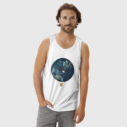 Мужская майка Попугай акварельный в круге / Белый – фото 3