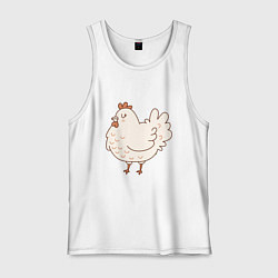 Майка мужская хлопок Довольная жизнью курочка, цвет: белый