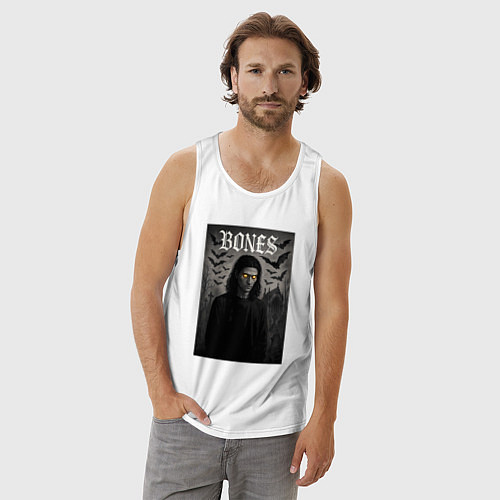 Мужская майка Bones с желтыми горящими глазами / Белый – фото 3