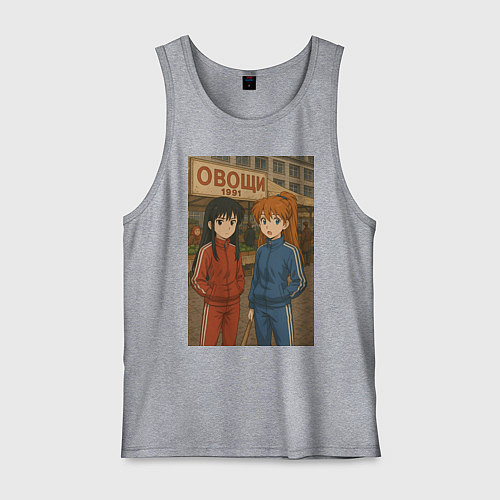 Мужская майка Аниме рынок в стиле 90х / Меланж – фото 1