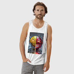 Майка мужская хлопок Смайлик твоего переменного настроения, цвет: белый — фото 2