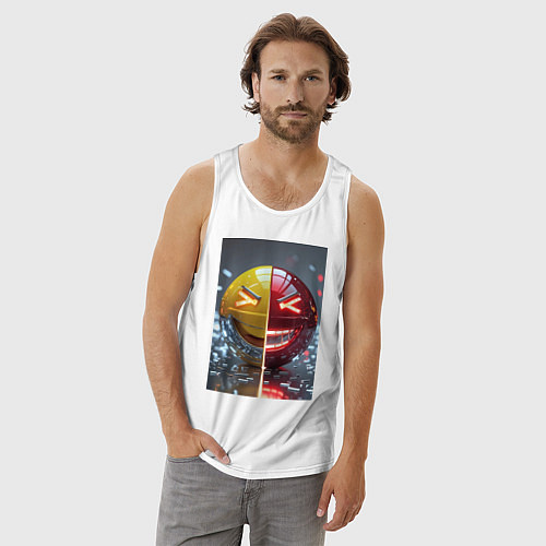 Мужская майка Смайлик твоего переменного настроения / Белый – фото 3