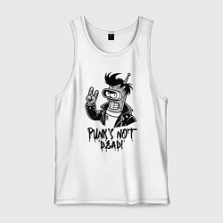 Майка мужская хлопок Bender - punks not dead motto, цвет: белый