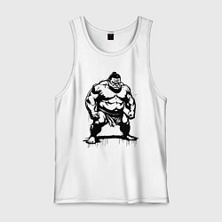 Майка мужская хлопок Грозный сумоист, цвет: белый